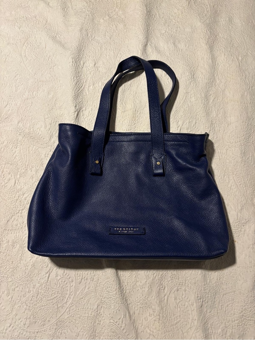 Navy Leather Tote Bag